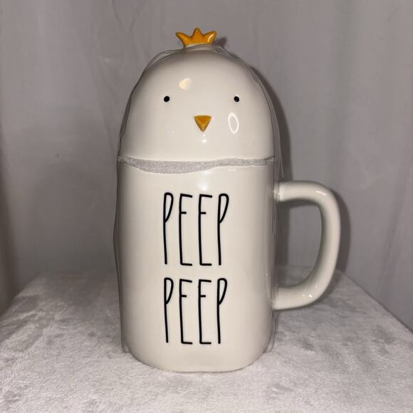 Rae Dunn HTF Easter Mug PEEP PEEP Mug Ivory Chick Topper LL By Magenta NWT - Picture 1 of 5